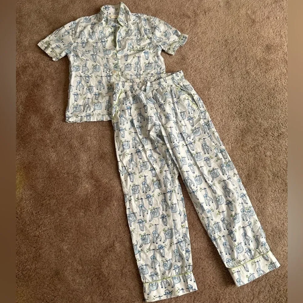 NEW NWOT Roller Rabbit Sleepy Sloth Liza Lounge Set Pants & Top Pajamas Size nXS